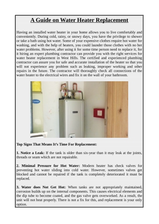 A Guide on Water Heater Replacement