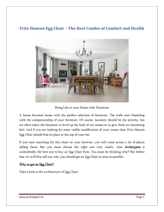 Fritz Hansen Egg Chair – The Best Combo of Comfort and Health