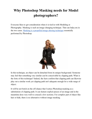 Why Photoshop Masking needs for Model photographers?