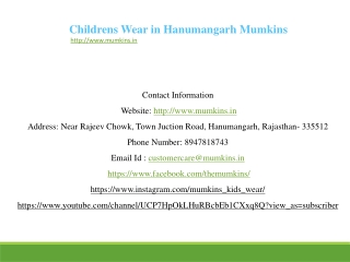 Childrens Wear in Hanumangarh Mumkins