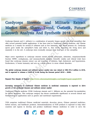 Cordyceps Sinensis and Militaris Extract Market Scrutinized In New Research By 2026