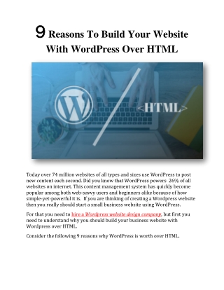 9 Reasons To Build Your Website With WordPress Over HTML