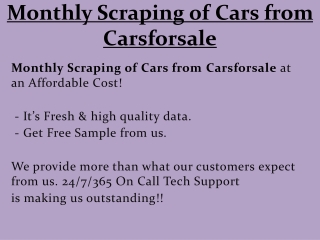 Monthly Scraping of Cars from Carsforsale