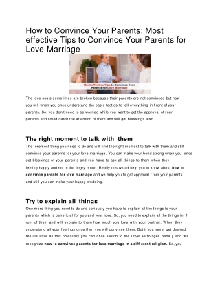 most effective Tips to Convince Your Parents for Love Marriage