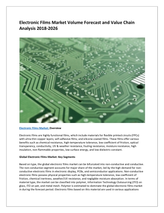 Electronic Films Market Growth, Trends, Absolute Opportunity and Value Chain 2018-2026