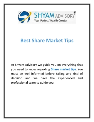 Share Market Tips