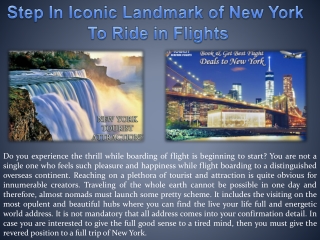 Step In Iconic Landmark of New York To Ride in Flights