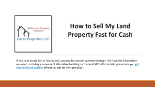How to Sell My Land Property Fast for Cash