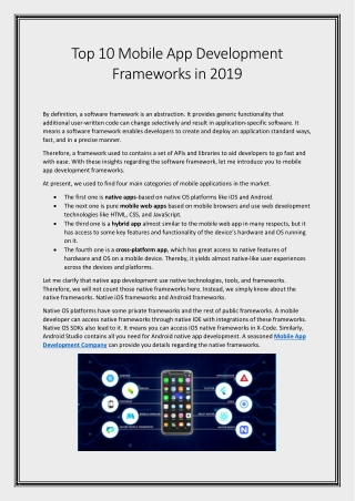 Top 10 Mobile App Development Frameworks in 2019