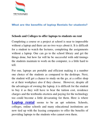 What are the Benefits of Laptop Rentals for Students?