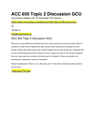 ACC 650 Topic 2 Discussion GCU