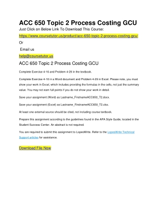 ACC 650 Topic 2 Process Costing GCU