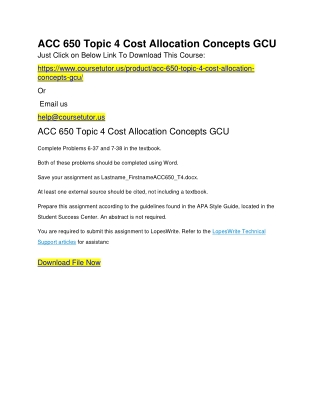 ACC 650 Topic 4 Cost Allocation Concepts GCU