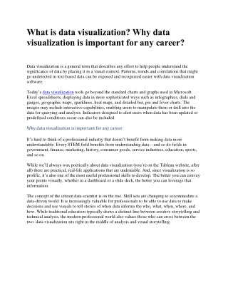 What is data visualization? Why data visualization is important for any career?