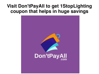 Get Discount on Lighting Products via 1StopLighting Coupon