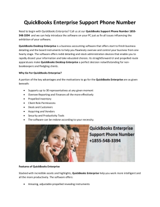 QuickBooks Enterprise Support phone Number