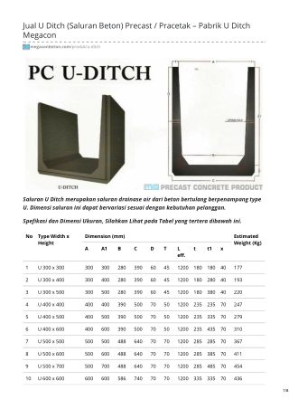 Harga U Ditch Beton Pracetak ☎ 021 2957 2295 (MegaconBeton.com)