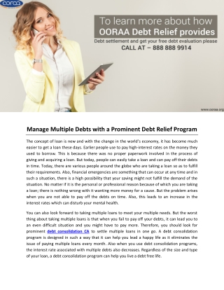 Manage Multiple Debts with a Prominent Debt Relief Program