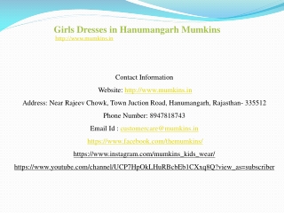 Girls Dresses in Hanumangarh Mumkins