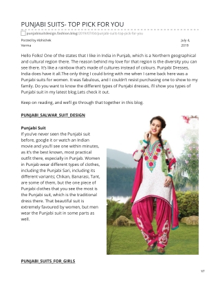 PUNJABI SUITS- TOP PICK FOR YOU