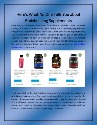 Here’s What No One Tells You about Bodybuilding Supplements