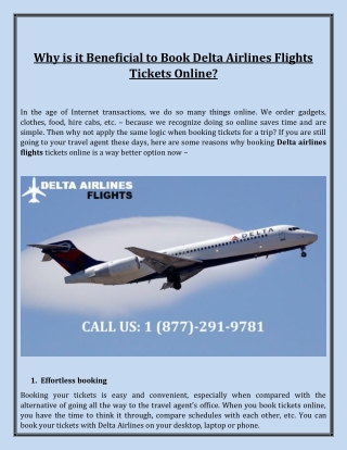 Why is it Beneficial to Book Delta Airlines Flights Tickets Online