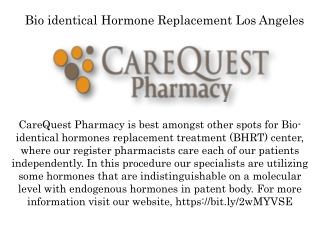 Bio Identical Hormone Replacement Therapy Los Angeles