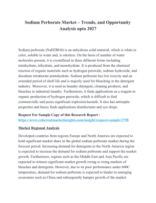 Sodium Perborate Market – Trends, and Opportunity Analysis upto 2027