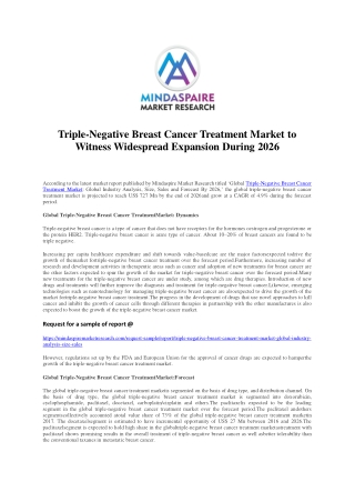 Triple-Negative Breast Cancer Treatment Market to Witness Widespread Expansion During 2026