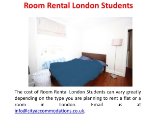 Room Rental London Students