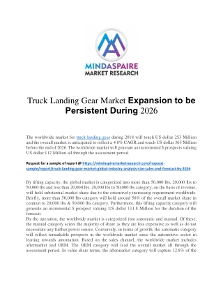 Truck Landing Gear Market Expansion to be Persistent During 2026