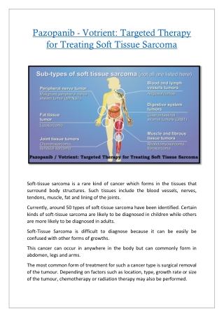 Votrient – Treatment for Renal Cell Cancer and Soft Tissue Sarcoma