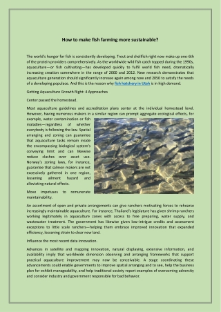 How to make fish farming more sustainable?