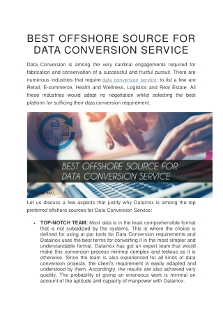 BEST OFFSHORE SOURCE FOR DATA CONVERSION SERVICE