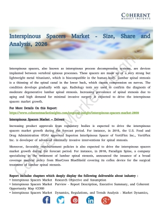 Interspinous Spacers Market - Trends, Size, Share and Analysis, 2026