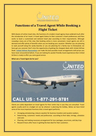 Functions of a Travel Agent While Booking a Flight Ticket