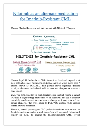 Nilotinib as an alternate medication for Imatinib-Resistant CML
