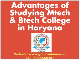 Advantages of Studying Mtech & Btech College in Haryana