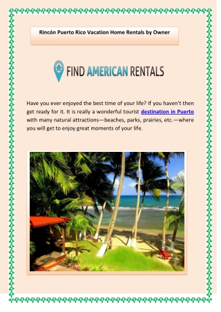 Rincón Puerto Rico Vacation Home Rentals by Owner