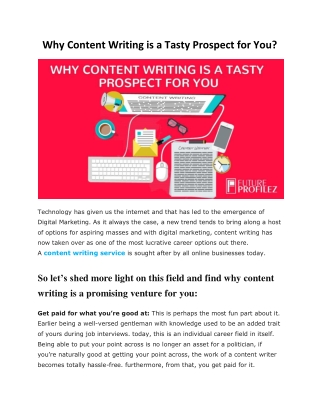 Why Content Writing is a Tasty Prospect for You?