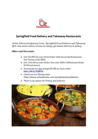 Food Delivery & Takeaway restaurants in Springfield