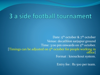 Decathlon 3-a-side tourney