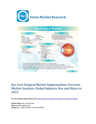 Eye Care Surgical Market Segmentation, Forecast, Market Analysis, Global Industry Size and Share to 2023