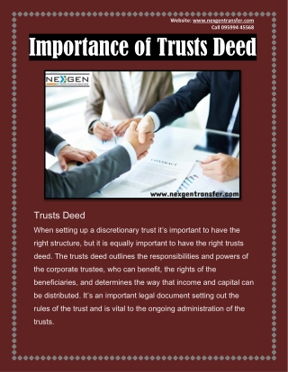 Importance of Trusts Deed