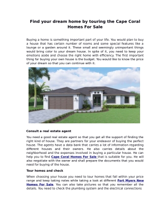 Find your dream home by touring the Cape Coral Homes For Sale