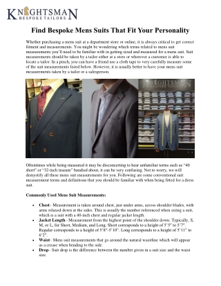 Find Bespoke Mens Suits That Fit Your Personality