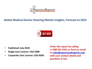 Medical Device Cleaning Market 2019: Cost, Price, Revenue, Gross Margin, Global Market by Volume and Value