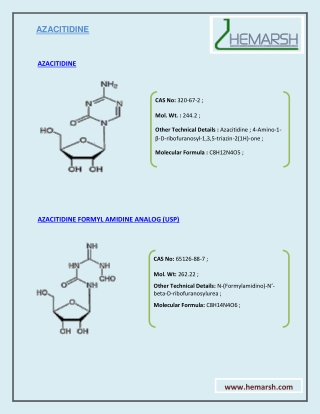 Azacitidine Impurities Manufacturer | Suppliers | Hemarsh Technologies