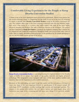 Comfortable Living Experiences for the People at Kamp Dwarka Convention Studios