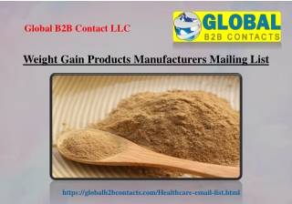 Weight Gain Products Manufacturers Mailing List